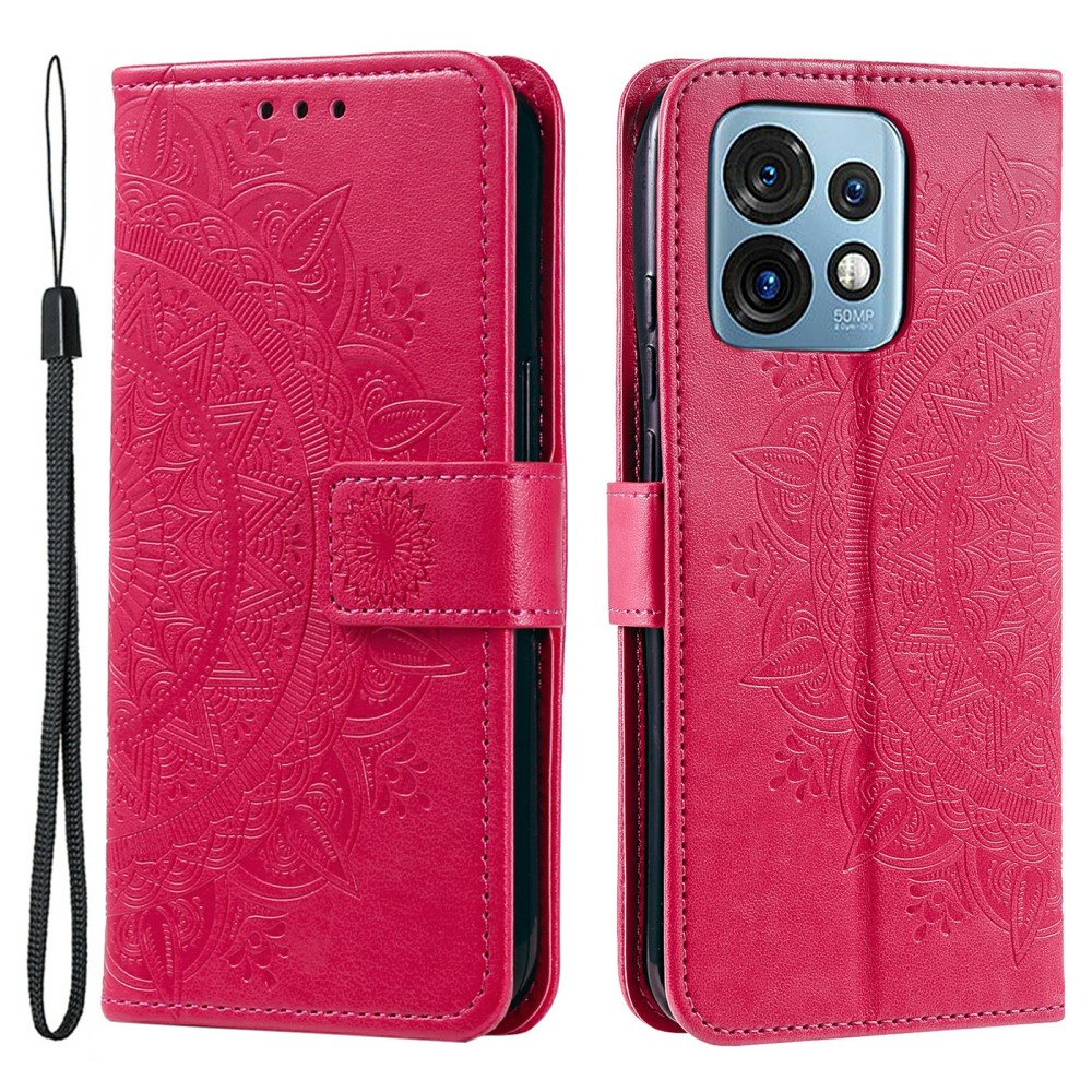  Motorola Edge 40 Pro 5G Fodral Mandala Läder Rosa