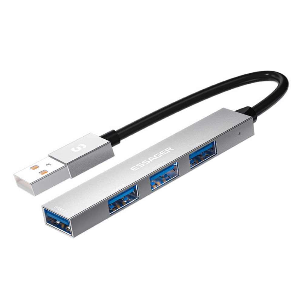 ESSAGER ESSAGER USB-A Hub 4x USB-A 2.0 Portar Aluminium Silver