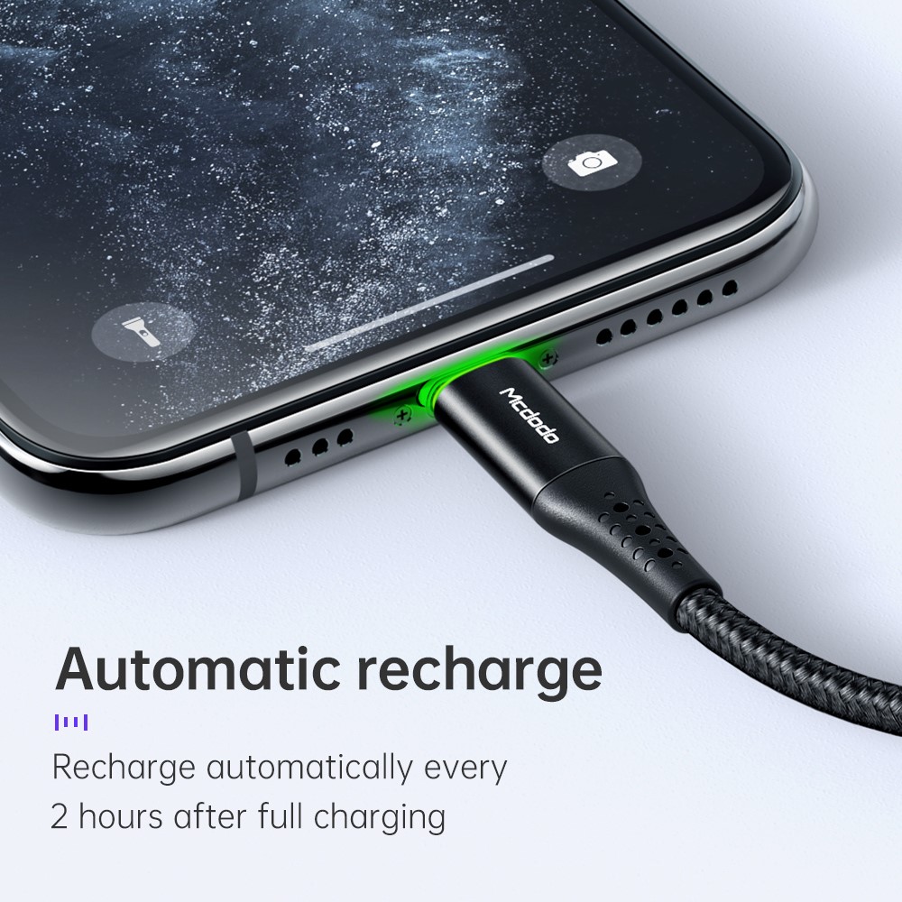 MCDODO Mcdodo 36W 1.2m USB-C - Lightning Kabel LED Svart