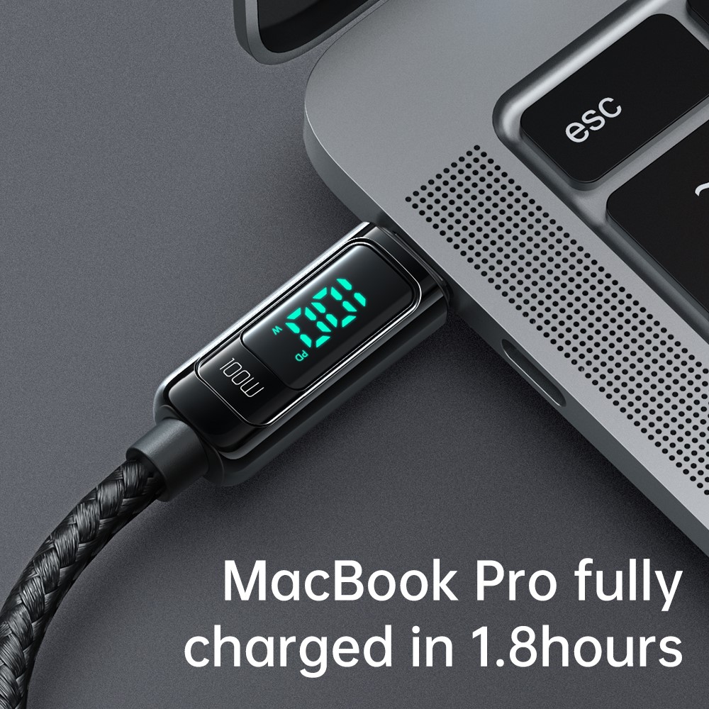 MCDODO Mcdodo 100W 1.2m USB-C - USB-C Snabbladdningskabel Svart