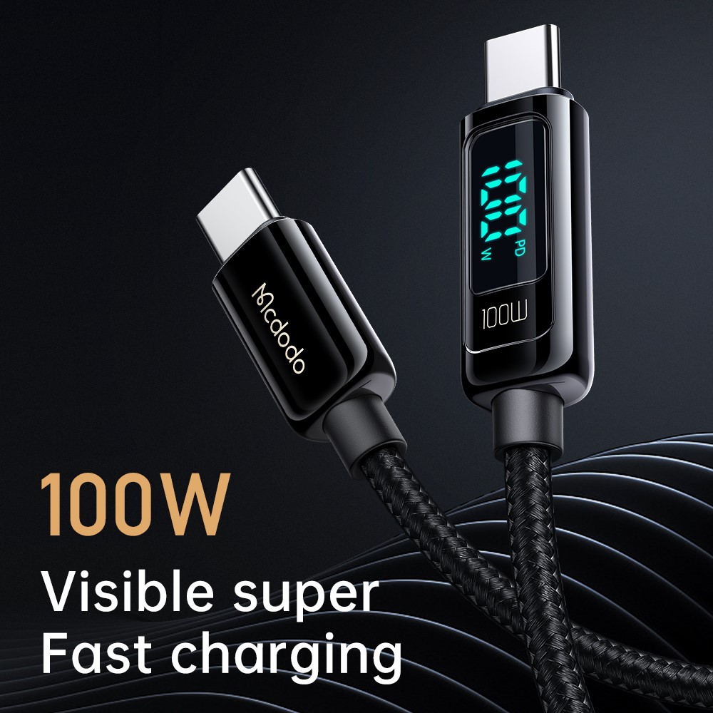 MCDODO Mcdodo 100W 1.2m USB-C - USB-C Snabbladdningskabel Svart