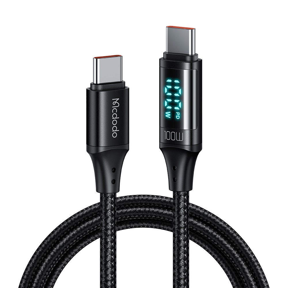 MCDODO Mcdodo 1.2m 100W USB-C - USB-C LED Snabbladdning Svart