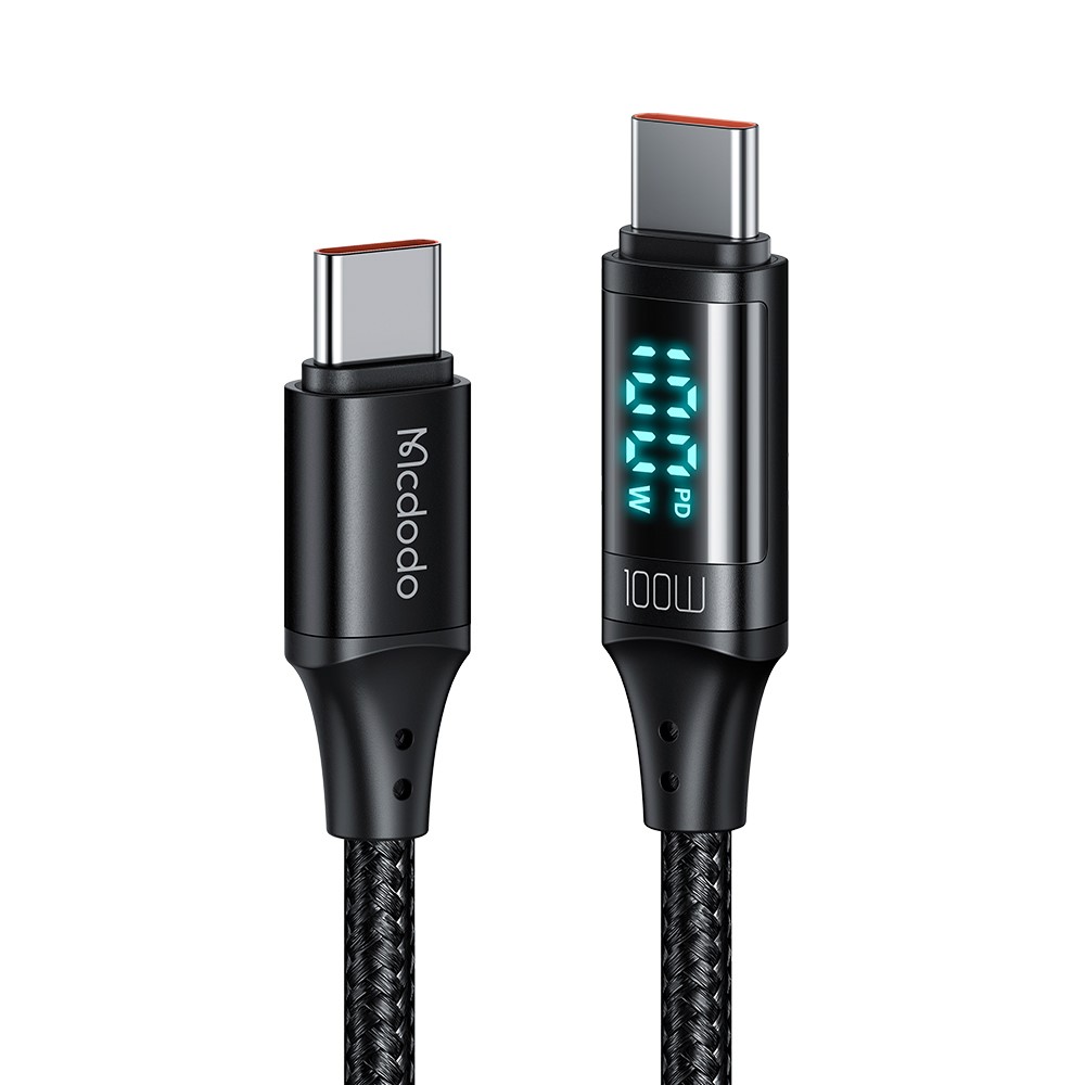 MCDODO Mcdodo 1.2m 100W USB-C - USB-C LED Snabbladdning Svart