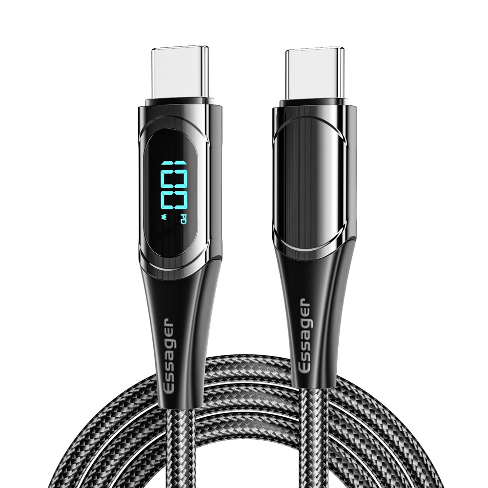 ESSAGER ESSAGER 1m 100W USB-C - USB-C LED Snabbladdning Svart