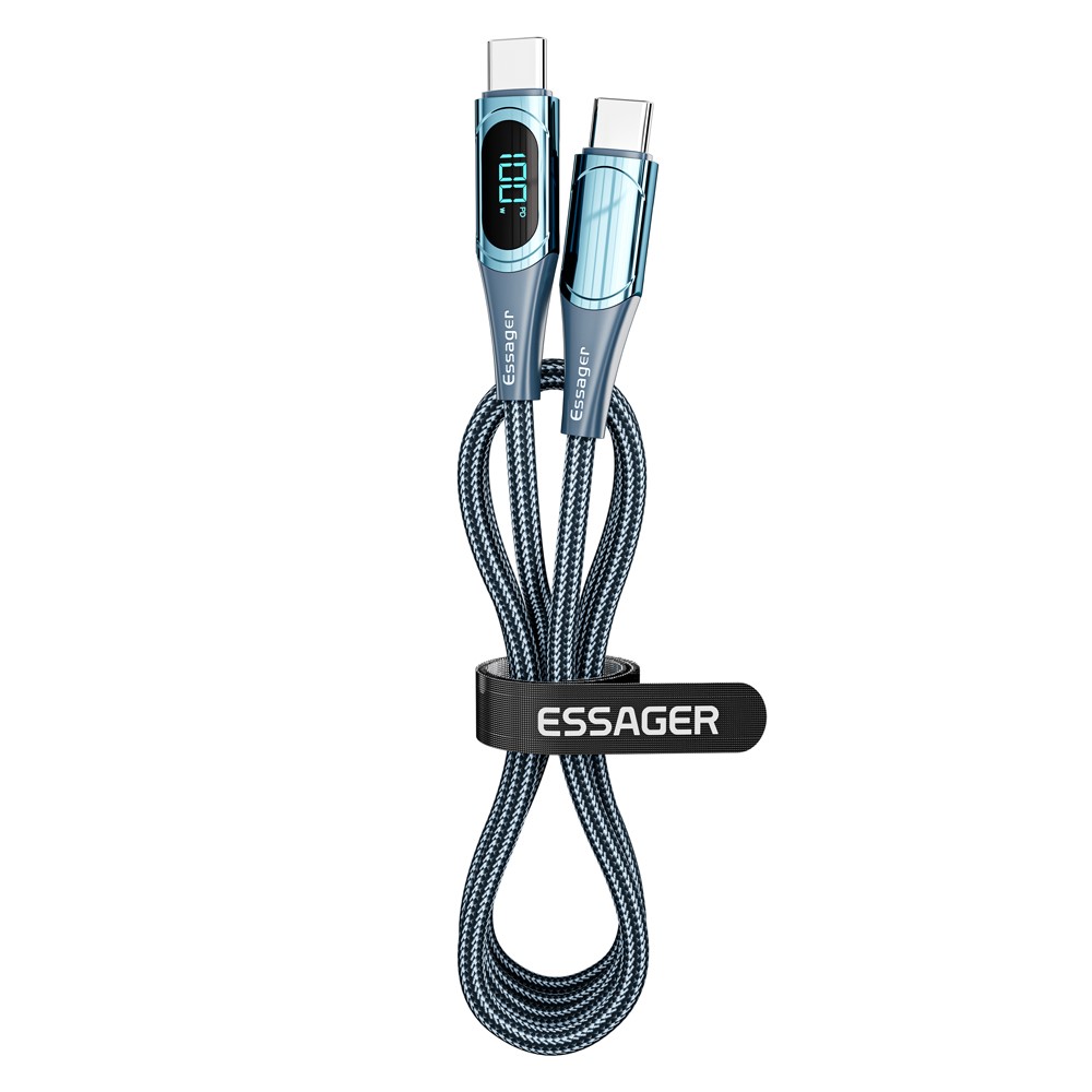ESSAGER ESSAGER 1m 100W USB-C - USB-C LED Snabbladdning Blå