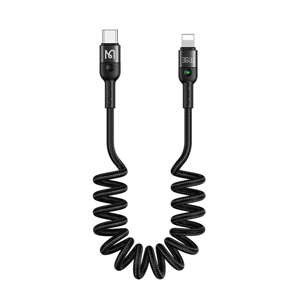 MCDODO Mcdodo 36W PD USB-C - Lightning Flexibel Nylonkabel Svart