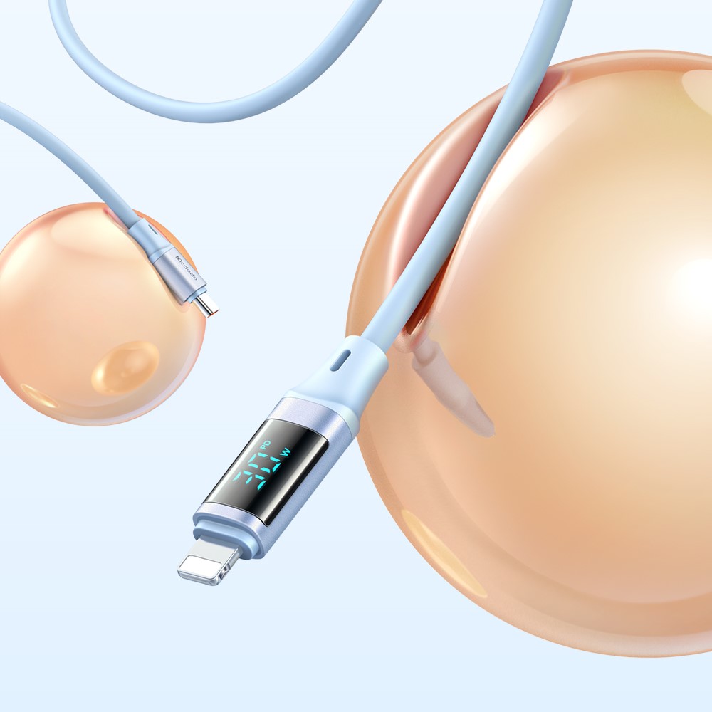 MCDODO Mcdodo 36W 1.2m PD USB-C - Lightning LED Silikon Kabel Blå