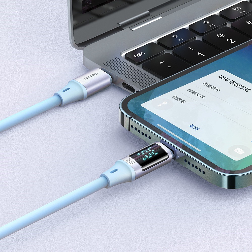 MCDODO Mcdodo 36W 1.2m PD USB-C - Lightning LED Silikon Kabel Lila