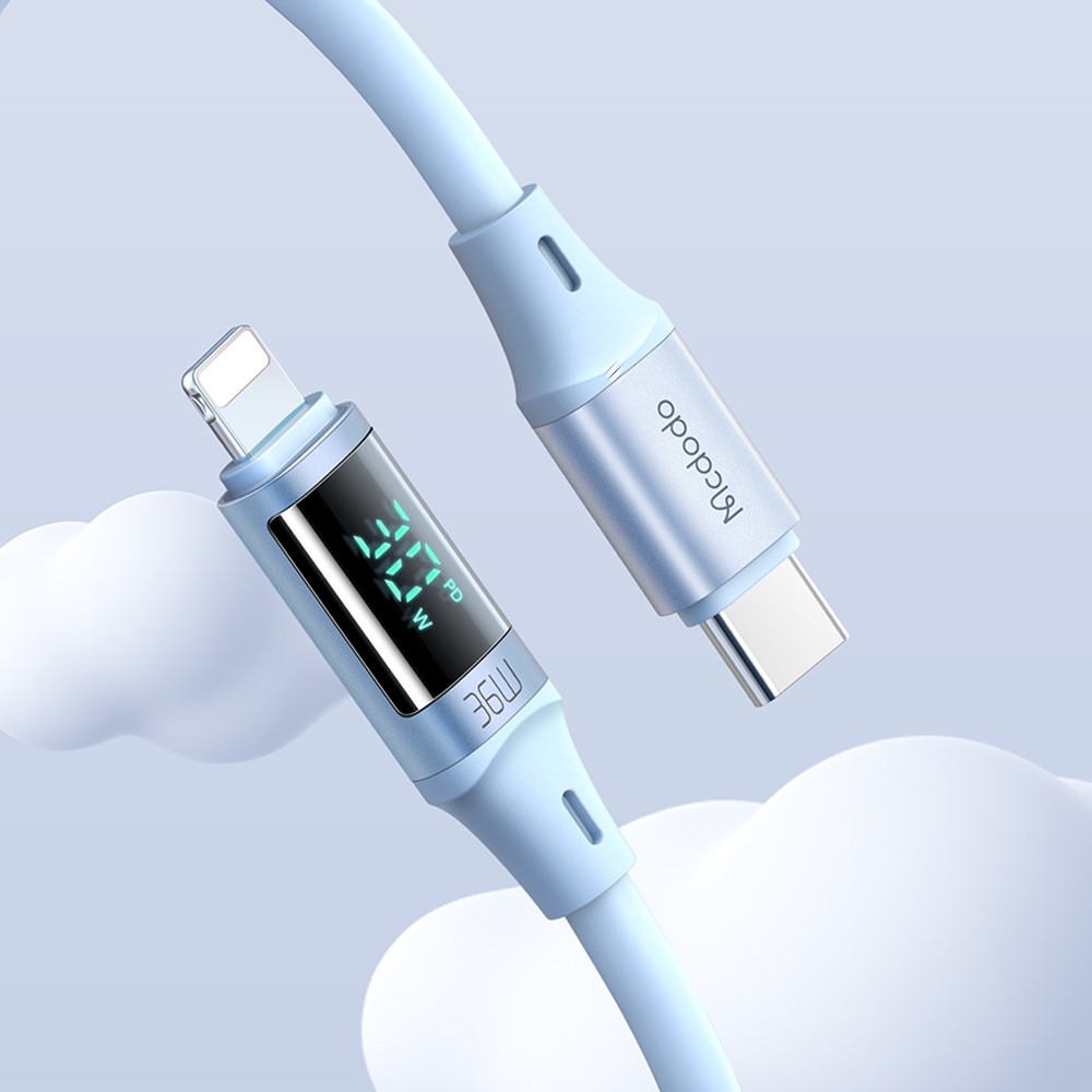 MCDODO Mcdodo 36W 1.8m PD USB-C - Lightning LED Silikon Kabel Blå