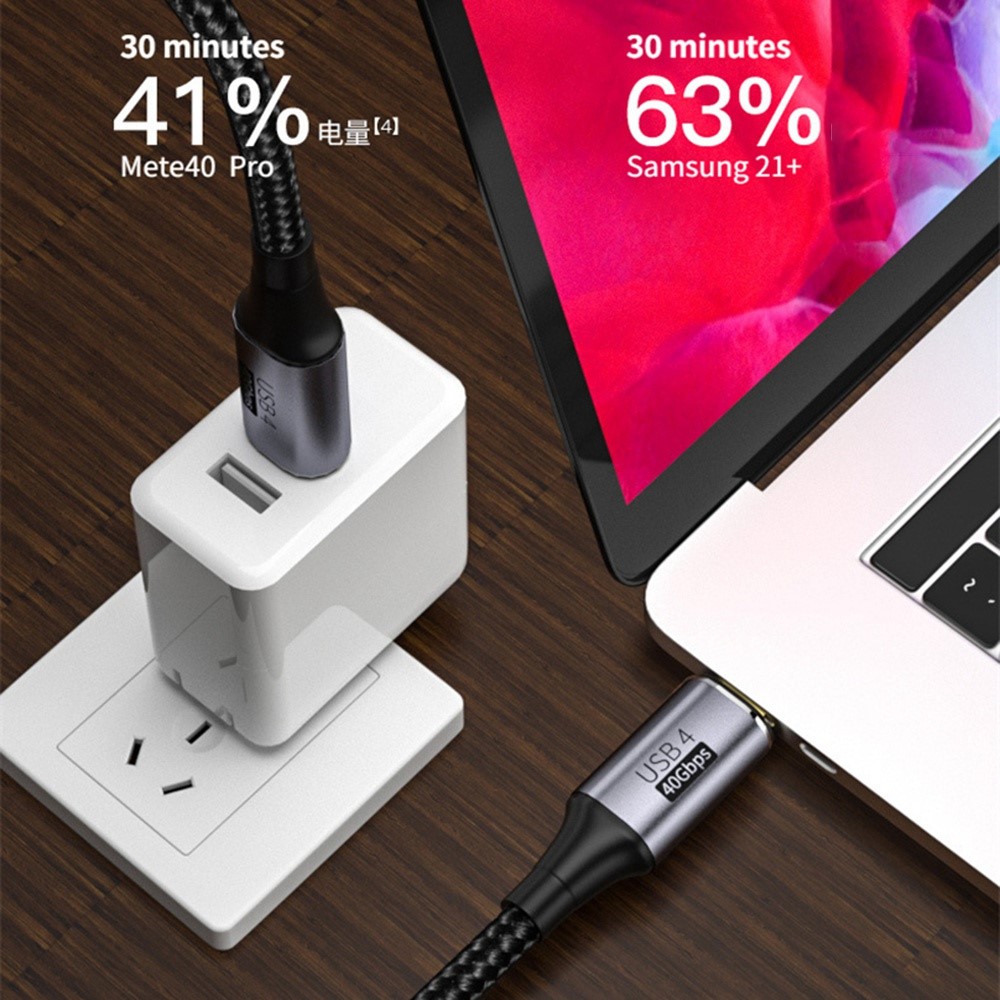  1.2m 100W Thunderbolt 3/4 Kabel USB-C - USB-C 8K/60Hz Svart