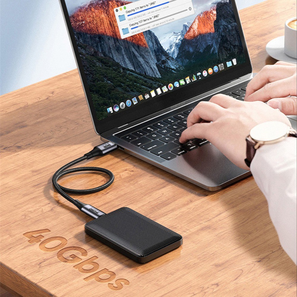  50cm 100W PD Thunderbolt 3/4 Kabel USB-C - USB-C 8K/60Hz Svart
