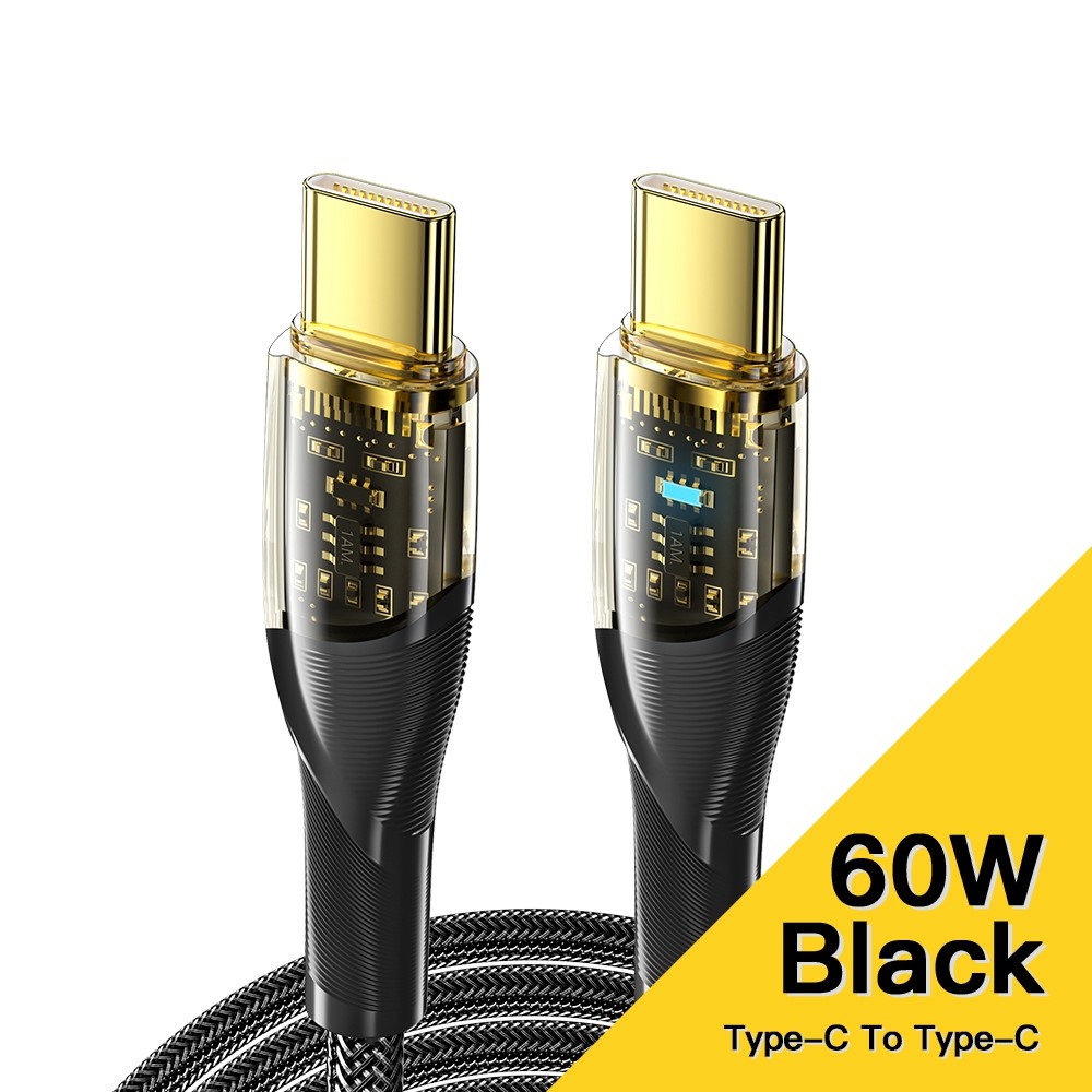 ESSAGER ESSAGER 1m 60W PD USB-C - USB-C Kabel Svart