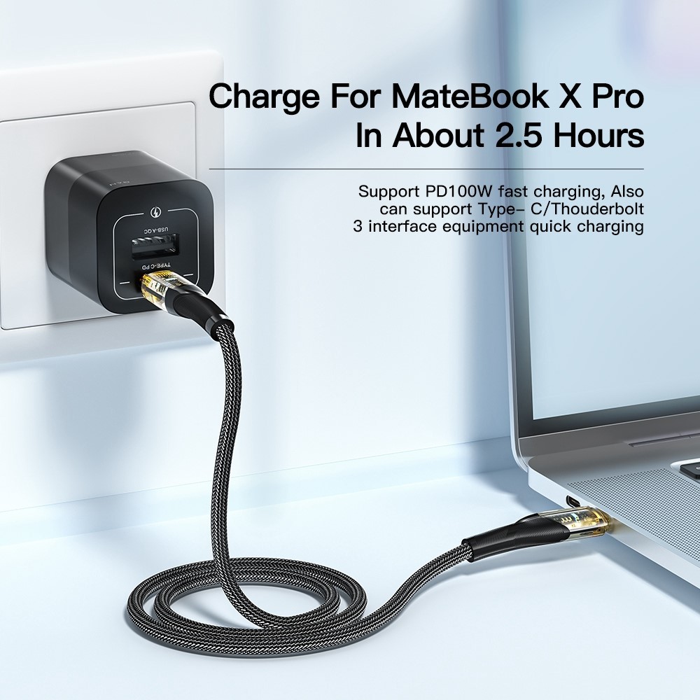 ESSAGER ESSAGER 1m 100W PD USB-C - USB-C Kabel Svart