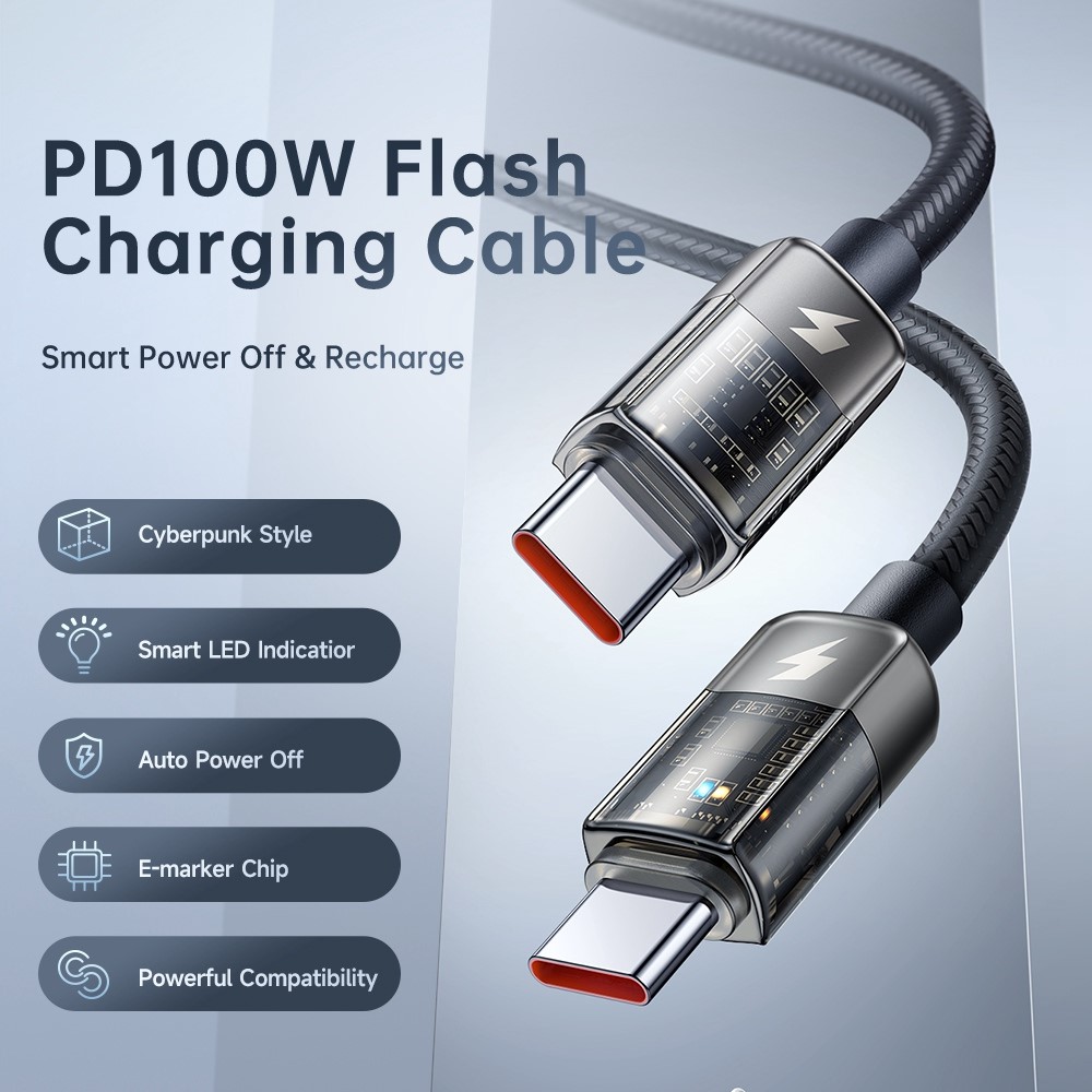 MCDODO Mcdodo 1.2m 100W USB-C - USB-C Auto Off Kabel Svart