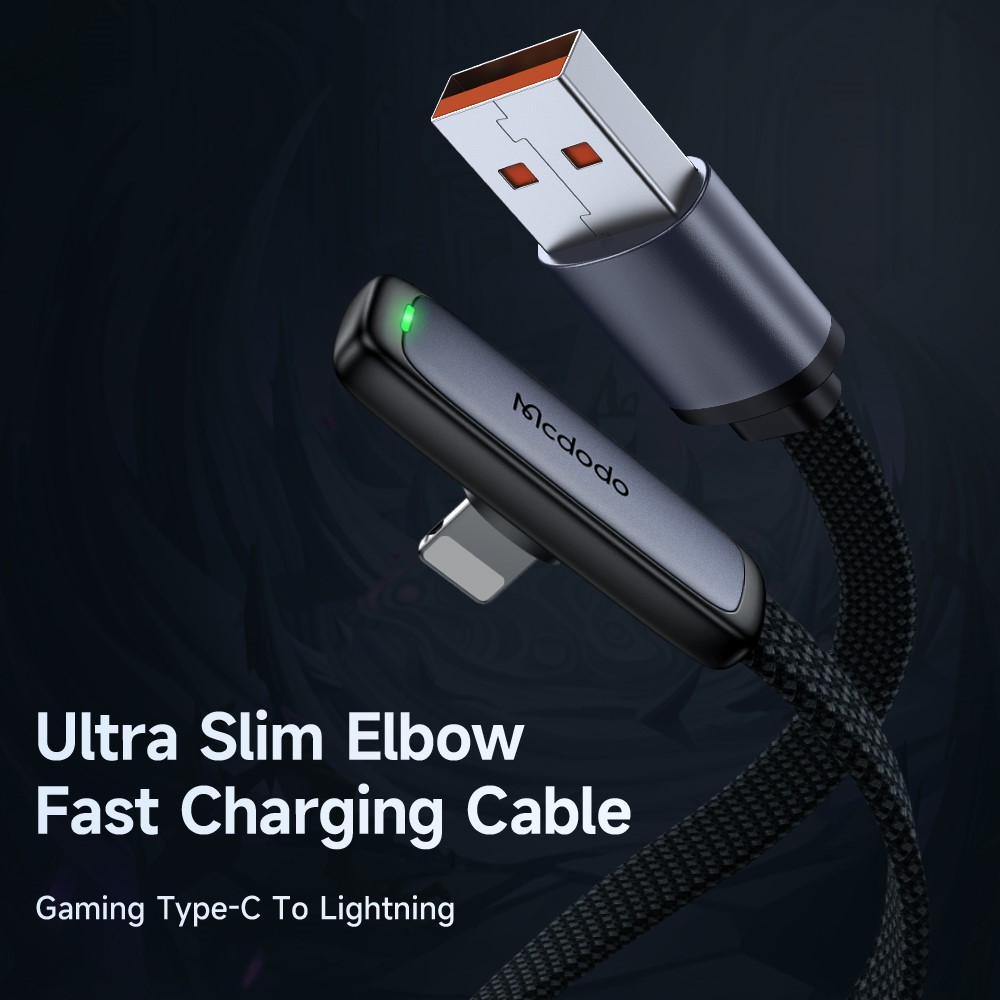 MCDODO Mcdodo 1.2m 3A Lightning Elbow Svart