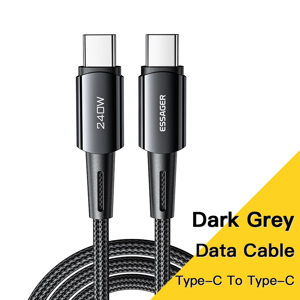 ESSAGER ESSAGER 1m 240W PD USB-C - USB-C Nylonkabel Svart