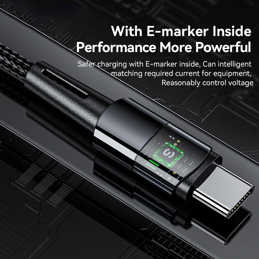 ESSAGER ESSAGER 1m 240W PD USB-C - USB-C Nylonkabel Svart