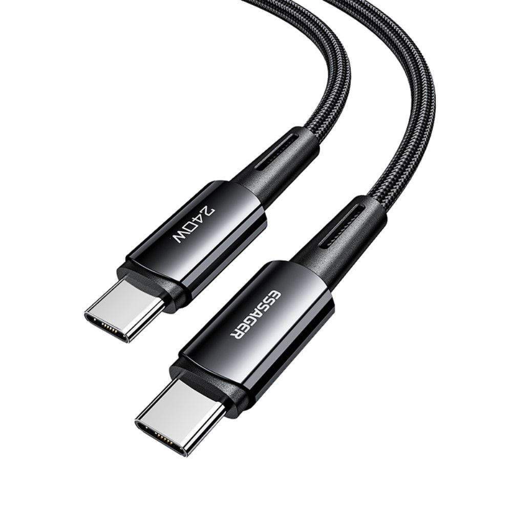 ESSAGER ESSAGER 2m 240W PD USB-C - USB-C Nylonkabel Svart