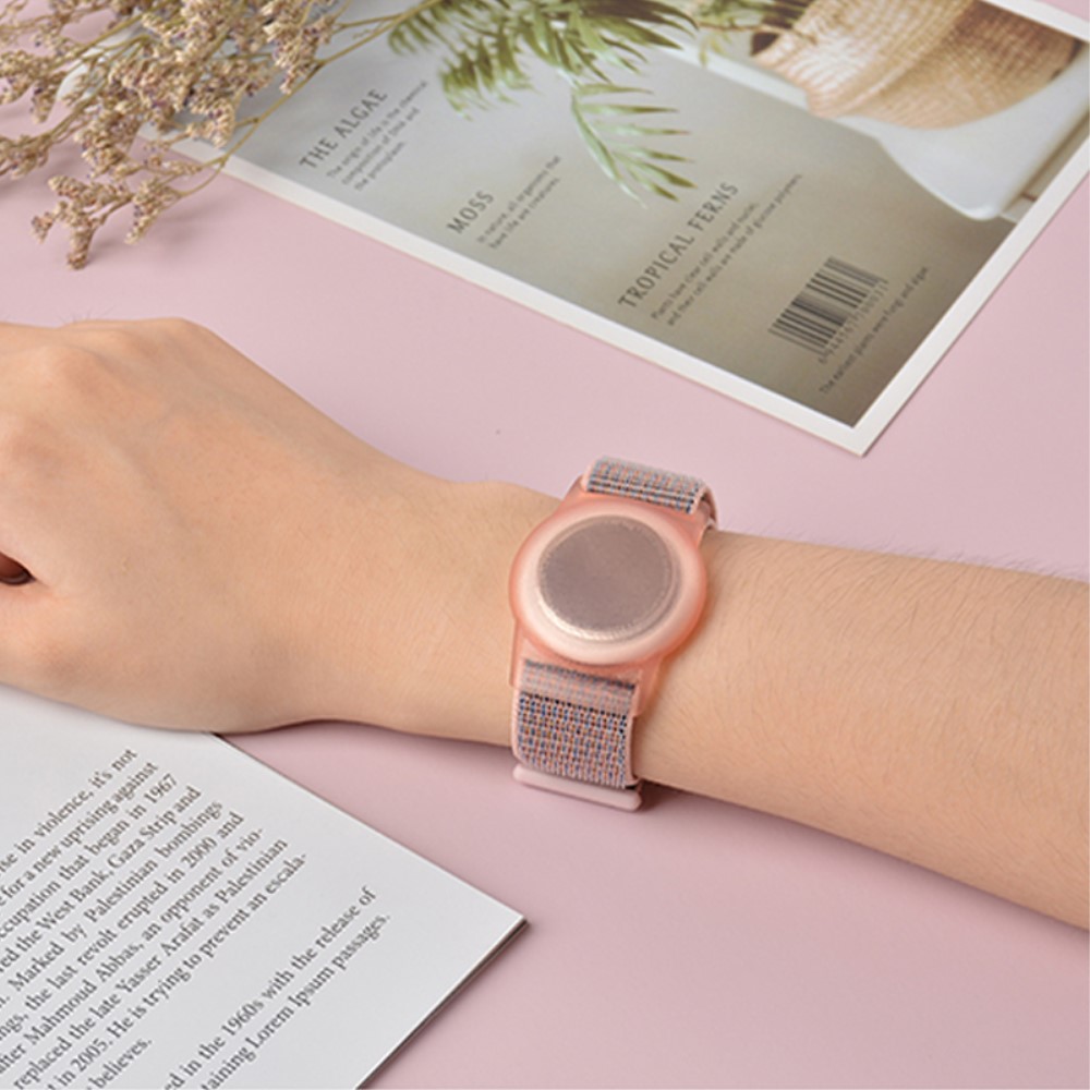  Apple AirTag 2/1 Nylon Armband För Barn (L) Rosa