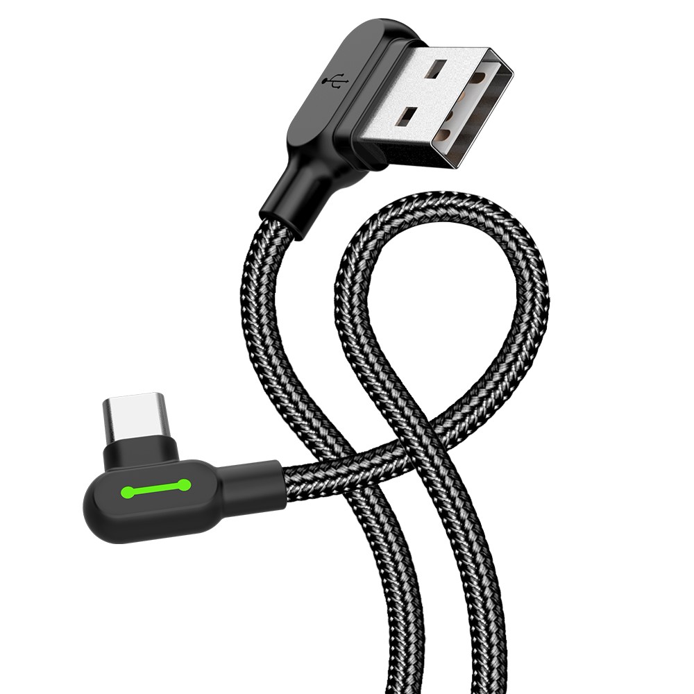 MCDODO Mcdodo 3m 2A USB-C Elbow Nylonflätad Kabel Svart