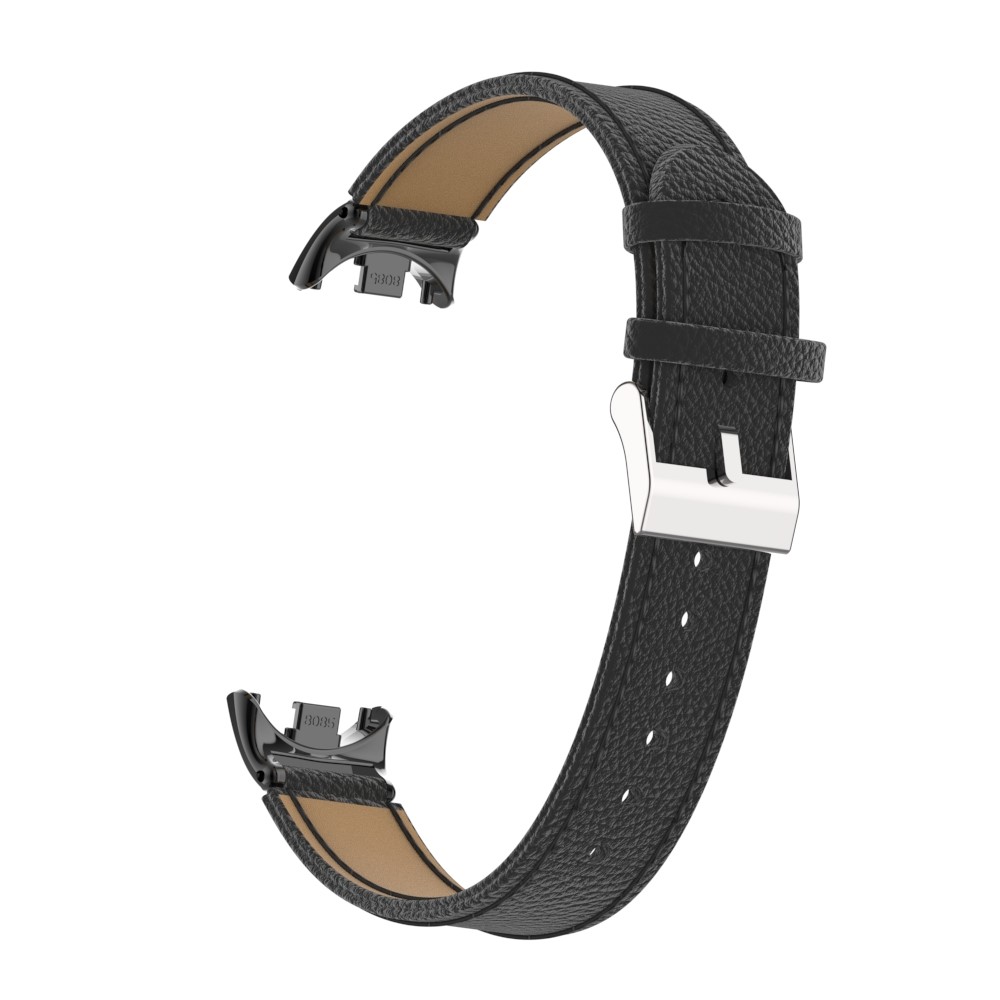  Xiaomi Smart Band 10/9/8 Armband Äkta Läder Litchi Svart