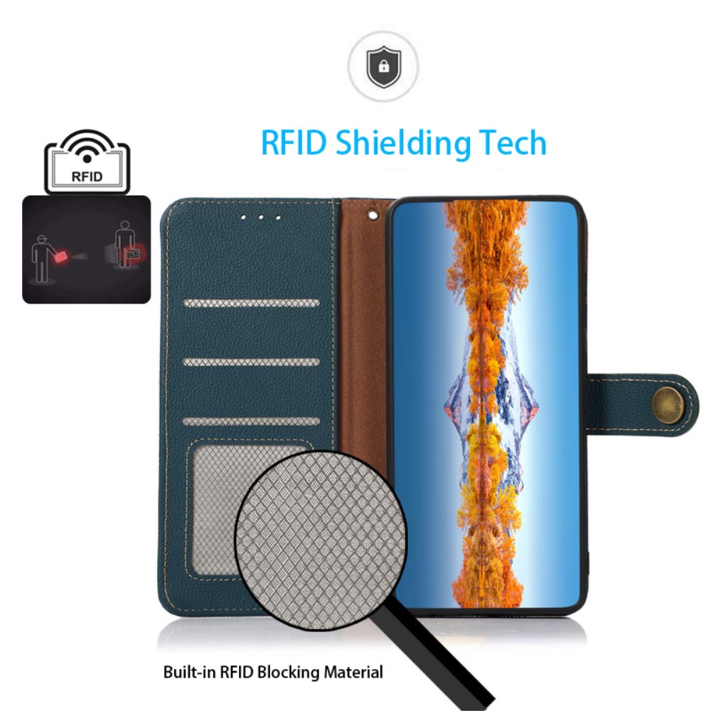 KHAZNEH KHAZNEH Sony Xperia 10 V Fodral RFID Äkta Läder Grön
