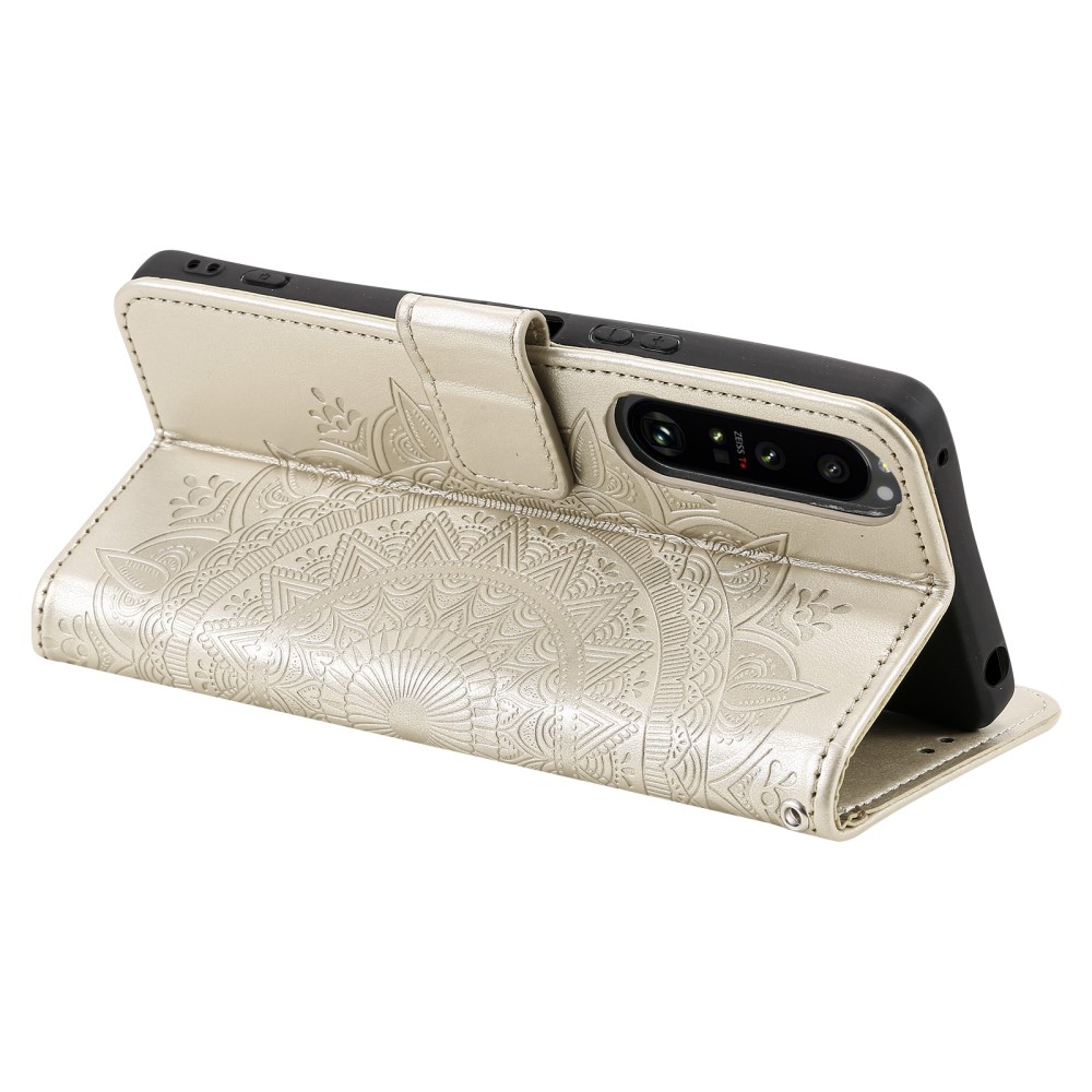  Sony Xperia 1 V Fodral Mandala Läder Guld