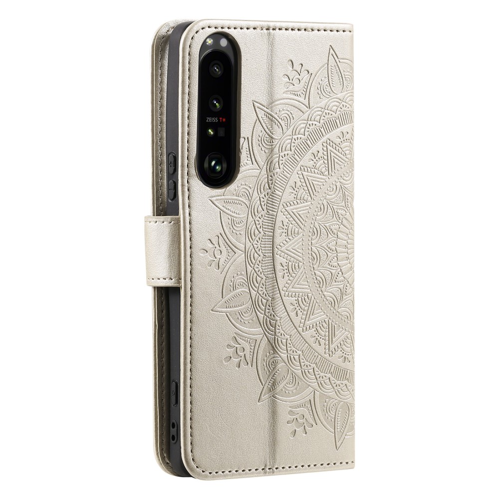  Sony Xperia 1 V Fodral Mandala Läder Guld