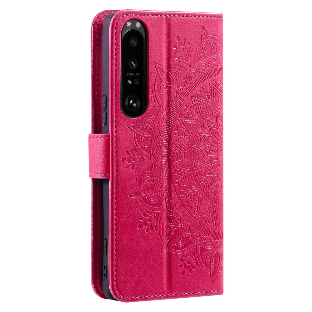  Sony Xperia 1 V Fodral Mandala Läder Rosa
