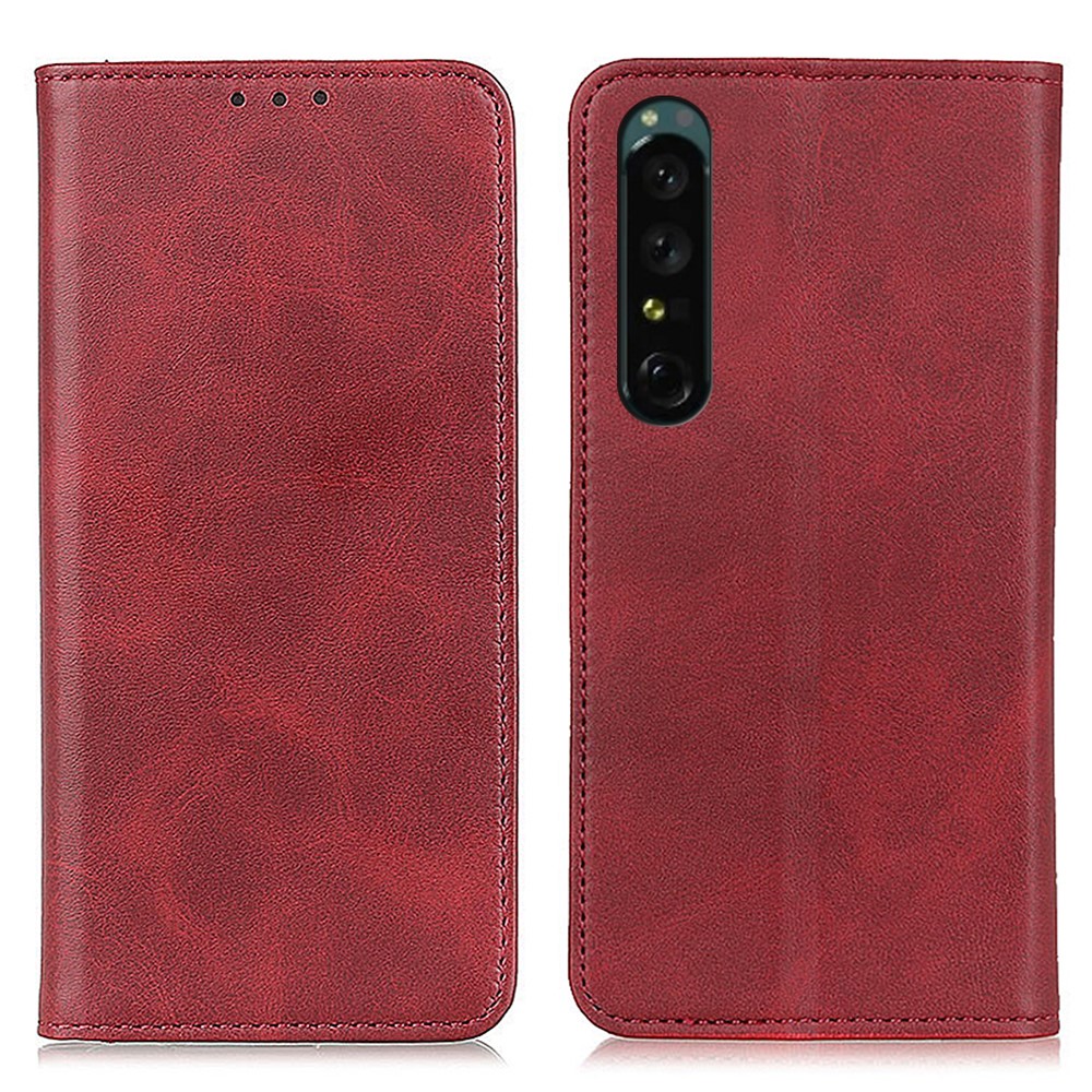  Sony Xperia 1 V Fodral Flip Split Läder Röd