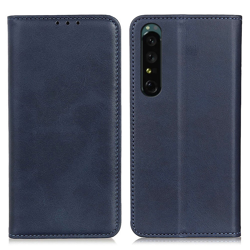  Sony Xperia 1 V Fodral Flip Split Läder Blå