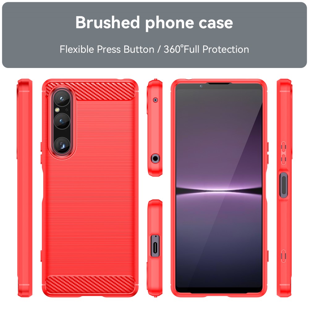  Sony Xperia 1 V Skal Borstad Stål Textur Röd