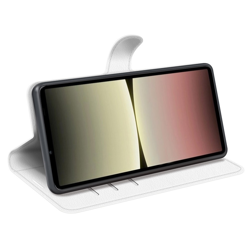  Sony Xperia 10 V Litchi Plånboksfodral Vit