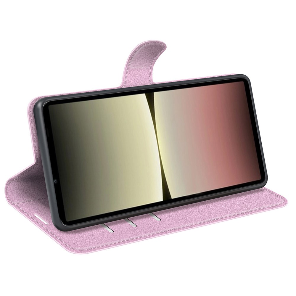  Sony Xperia 10 V Litchi Plånboksfodral Ljus Rosa