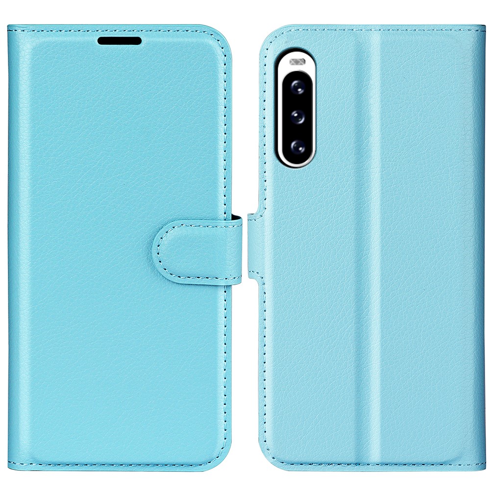  Sony Xperia 10 V Litchi Plånboksfodral Ljus Blå