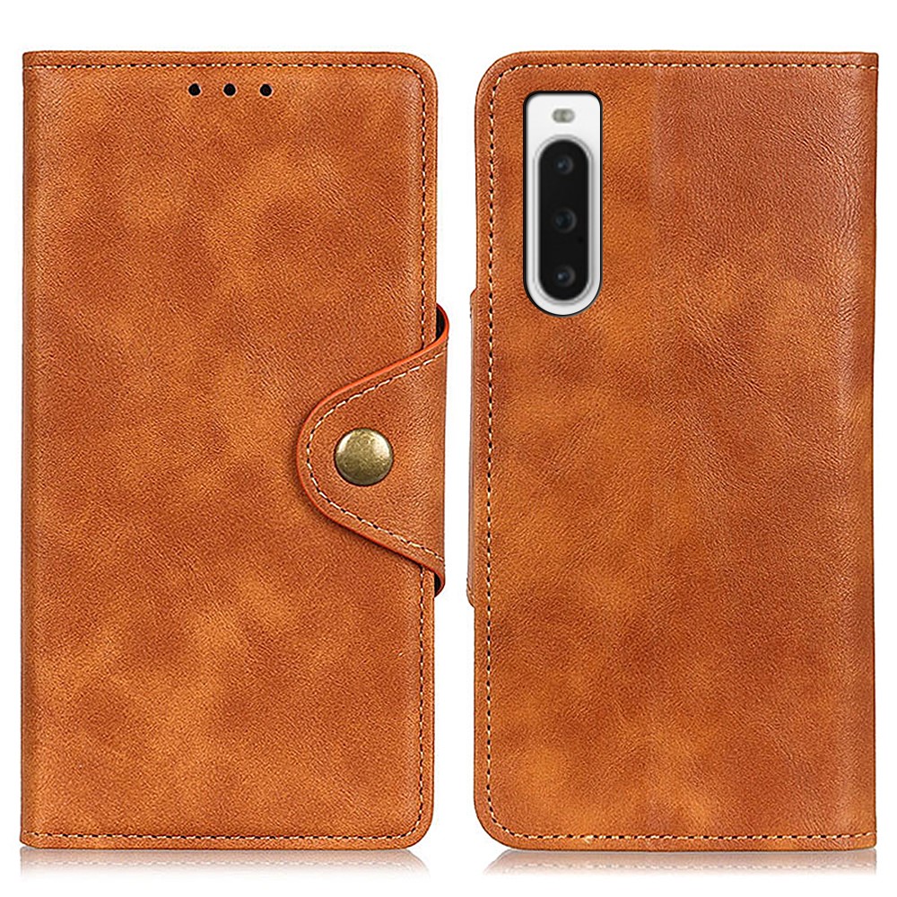  Sony Xperia 10 V Fodral Magnetisk Mässing Brun