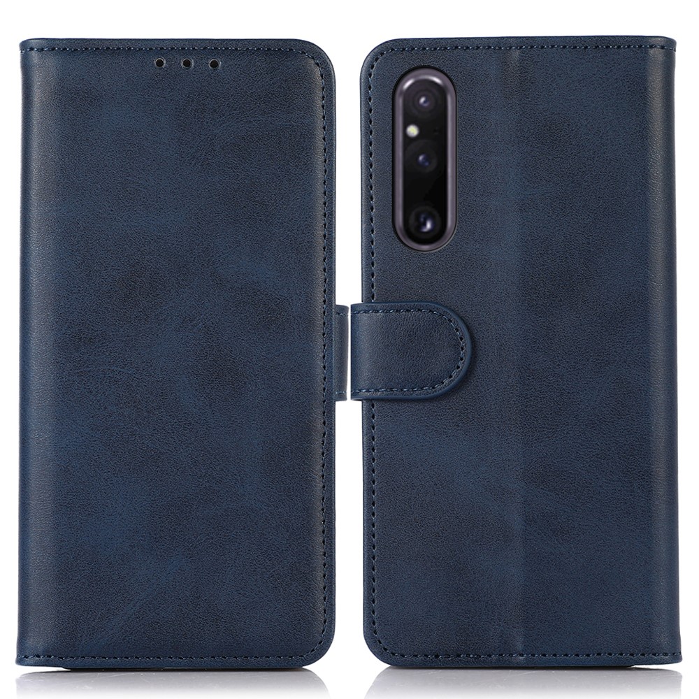  Sony Xperia 1 V Fodral Solid Läder Blå