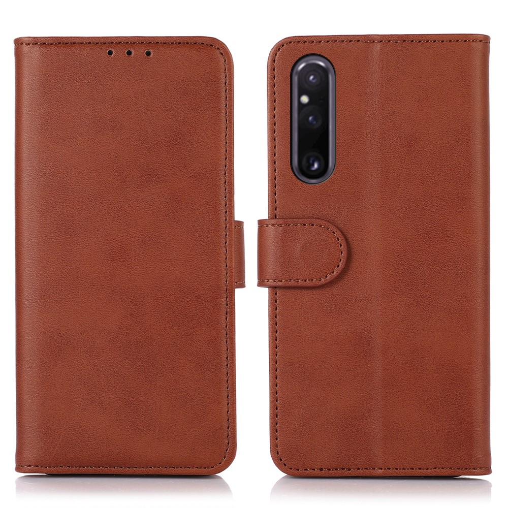  Sony Xperia 1 V Fodral Solid Läder Brun
