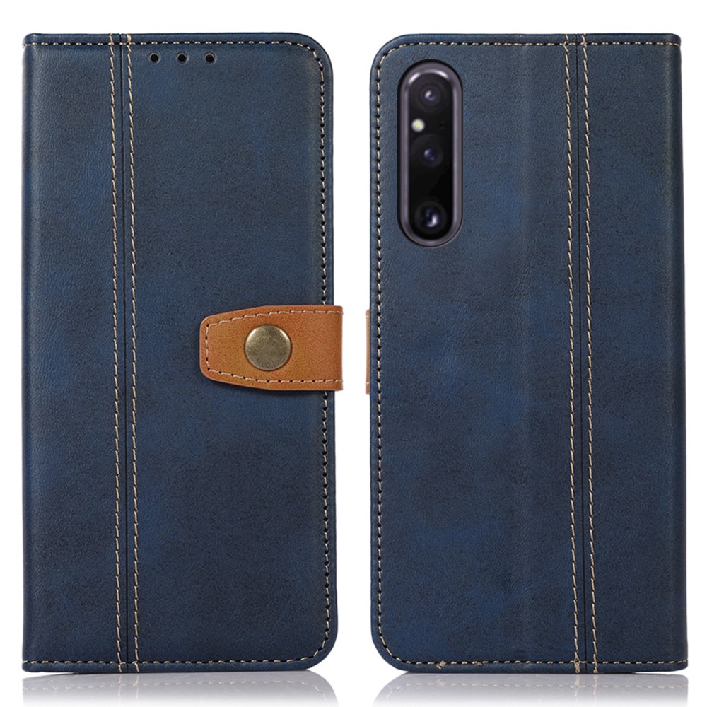  Sony Xperia 1 V Fodral Dual-Color Läder Blå
