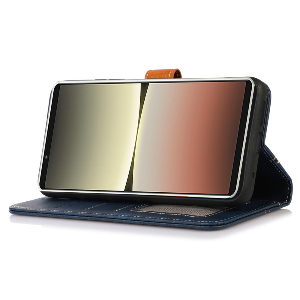  Sony Xperia 1 V Fodral Dual-Color Läder Blå
