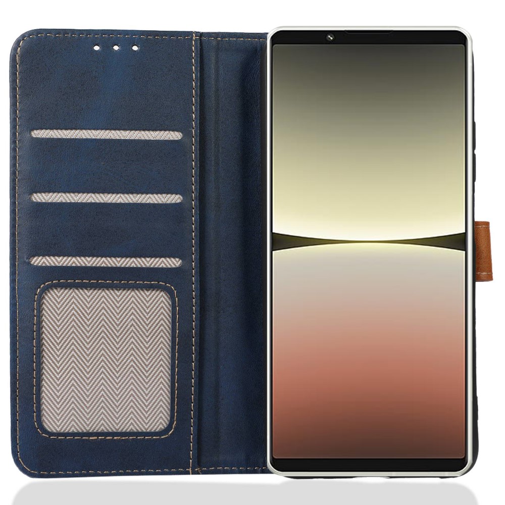  Sony Xperia 1 V Fodral Dual-Color Läder Blå