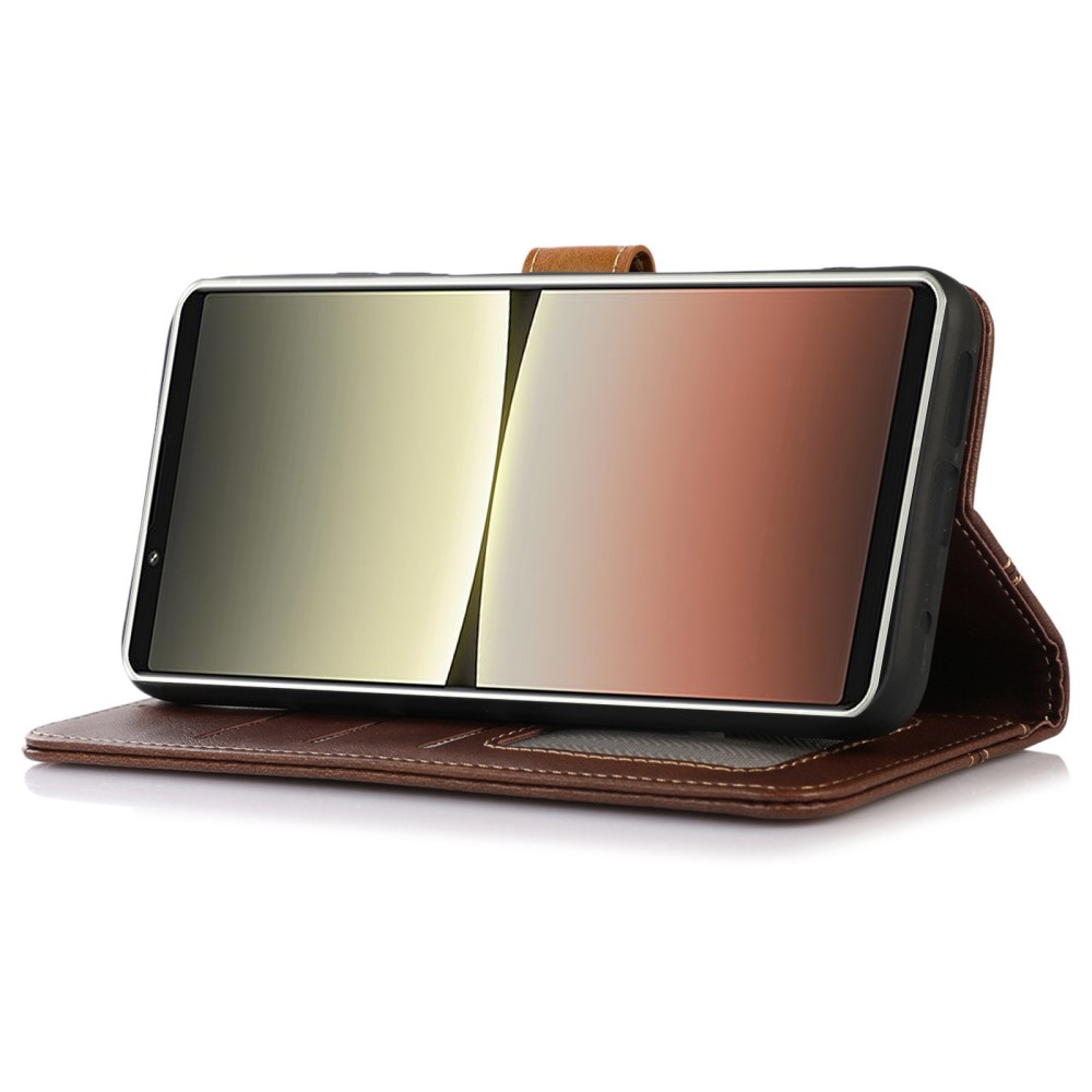  Sony Xperia 1 V Fodral Dual-Color Läder Brun