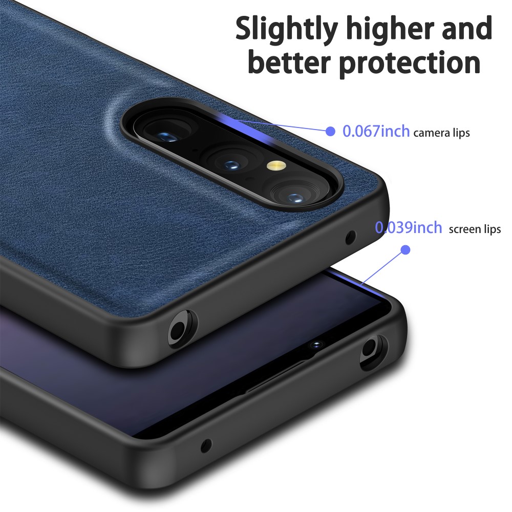 Sony Xperia 1 V Skal Retro Läder Blå