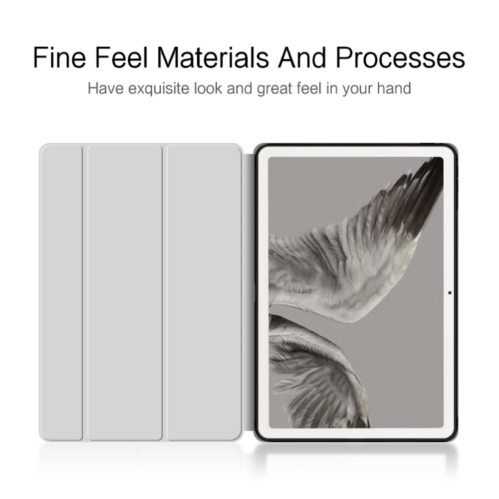  Google Pixel Tablet Fodral Tri-Fold Läder Grå