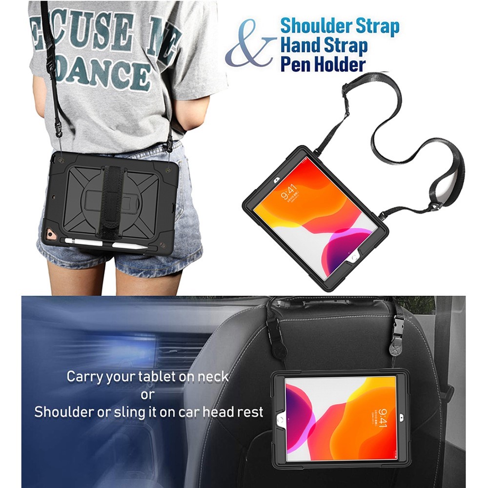  iPad 10.2 2019/2020/2021 Skal Hybrid 360 Kickstand Svart