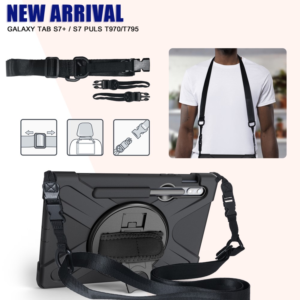  Galaxy Tab S8 / Tab S7 Skal 360° Hybrid Kickstand Med Strap