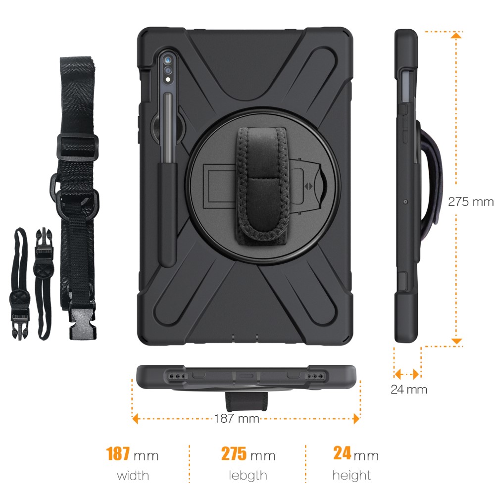  Galaxy Tab S8 / Tab S7 Skal 360° Hybrid Kickstand Med Strap