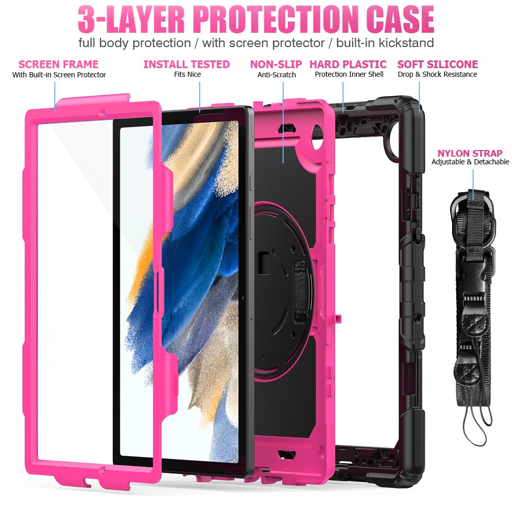  Galaxy Tab A8 10.5 Skal Shockproof Hybrid Kickstand Strap