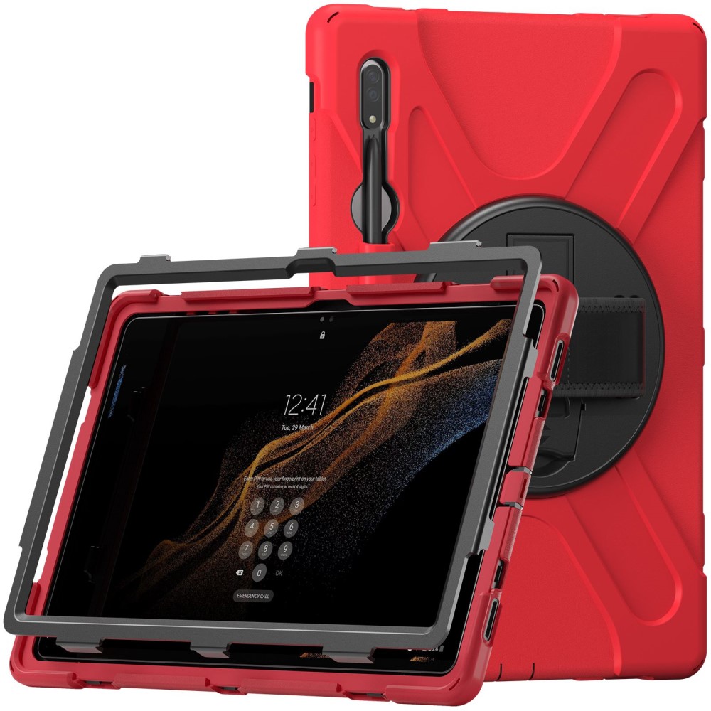  Galaxy Tab S8 Ultra Skal X-Shape Shockproof Kickstand