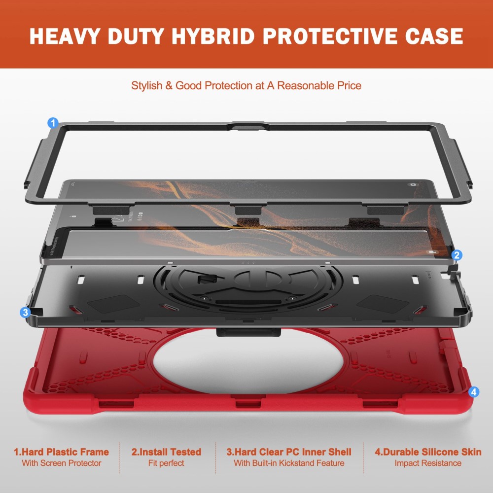  Galaxy Tab S8 Ultra Skal X-Shape Shockproof Kickstand